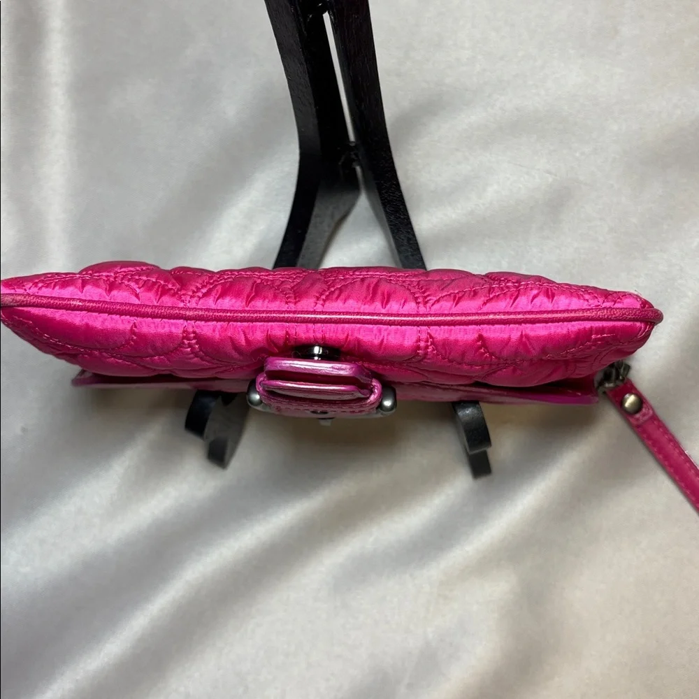 Coach Fushia Quilted Wristlet - Picture 7 of 11
